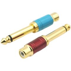 一个价红蓝各半6.35转av莲花头 6.5公转rca莲花母麦克风话筒音频