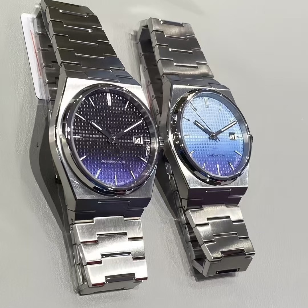 New Original Single Gradient Plaid Dial Men's Business Watch Quartz Movement Calendar Steel Band Watch Wholesale