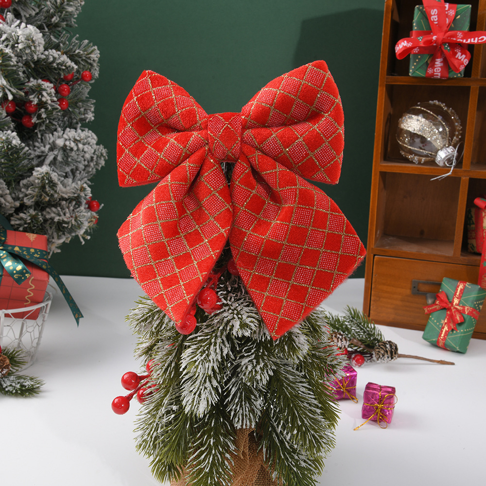 Adornos navideños transfronterizos 2026: pequeños adornos para árboles de Navidad, lazos, estrellas para la punta del árbol, Papá Noel, accesorios colgantes.