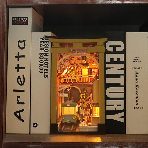 Hongda diy cabin cherry blossom holiday 3D three-dimensional assembled bookend building model adult decompression toy gift for women