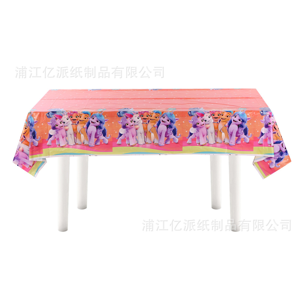 Pony Baoli tema decoración decoración ambiente unicornio fiesta de cumpleaños infantil vasos de papel desechables plato de comedor bandera