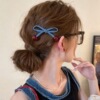 13# denim bow cherry red bead alligator hair clip [single]
