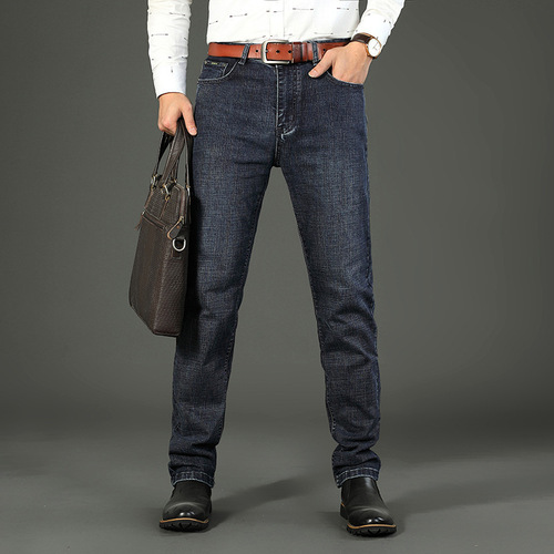 Men's Stretch Denim Jeans Loose Straight Leg American Trend Spring and Autumn Young Men's Pants
