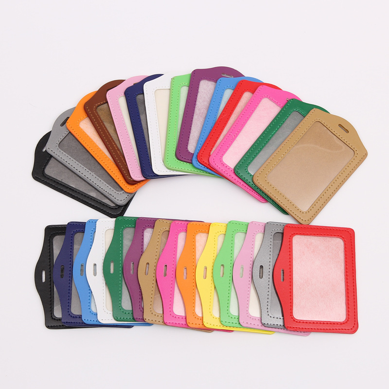 Factory brand color PU card cover imitation leather ID badge cover student work card receiving card school card bus card cover manufacturer