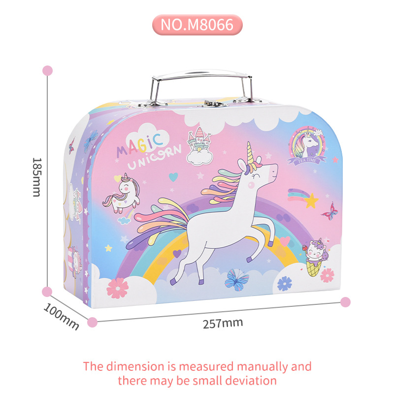 Nuevos niños juegan a la casa tarde té descanso hojalata unicornio juego de té juguete tarde té caja de regalo traje Juguetes