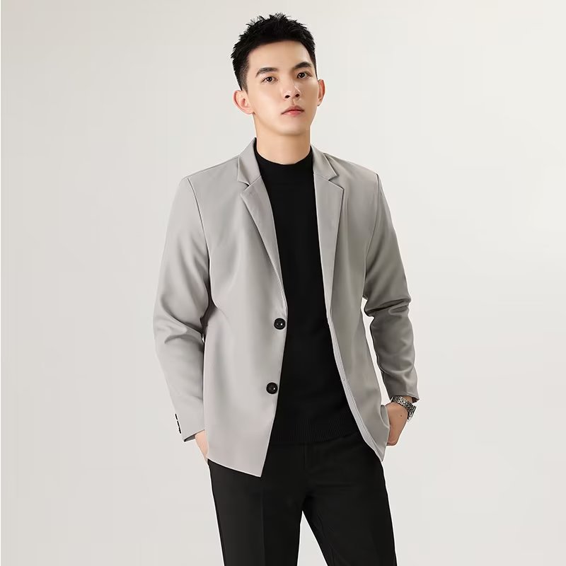 Guapo traje de primavera y otoño de alta calidad chaqueta de hombre ligero maduro casual todo partido marca de moda SLIM-Fit chaqueta de moda de un solo Oeste