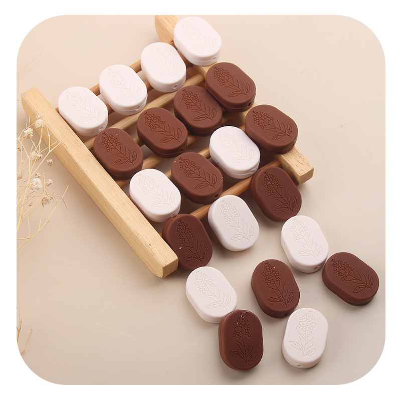 Productos creativos para bebés de bricolaje, forma redondeada, joyería de silicona impresa, cadena de chupete, dientes molares, accesorios de pulsera de mordedor