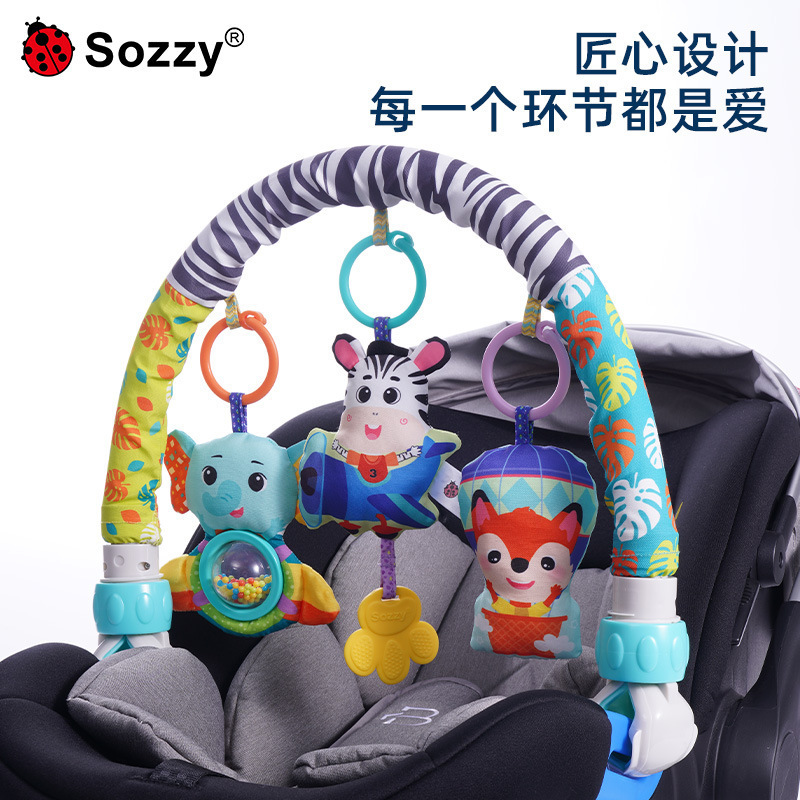 新しい Sozzy ゼブラカートクリップおもちゃ 0-1 歳のコンパニオンなだめるベビーツーリングトレーラークリップカートペンダントおもちゃ|undefined
