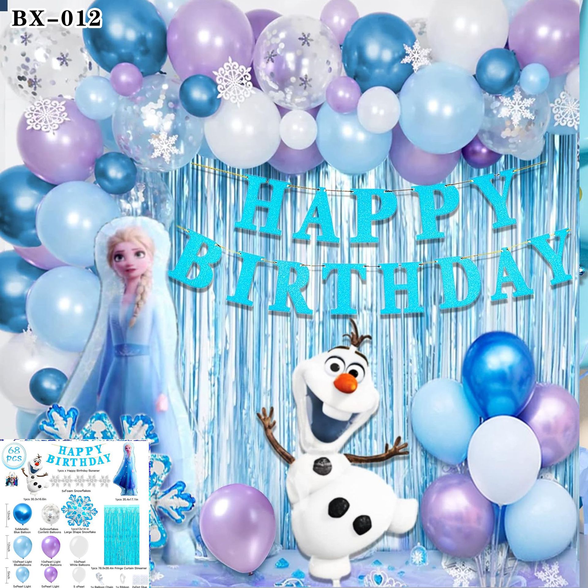 Frozen azul tema cumpleaños decoración globo traje princesa niña niños años de edad decoración escena diseño