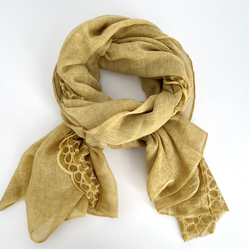 Bufandas de invierno femeninas de alta calidad lino de encaje bufandas delgadas bufandas de cuello bufandas de seda al por mayor