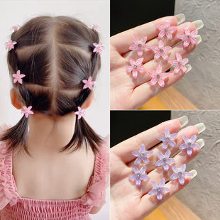 Children's hairgrip, set, hair accessory with pigtail, flowered