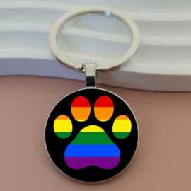 跨境热销配饰小狗爪印玻璃图片钥匙扣挂件创意汽车包包挂饰钥匙圈