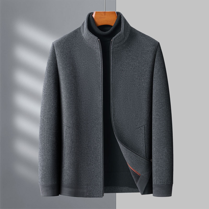 100 Pure Wool Jacket Men's Vertical Collar Short Autumn and Winter Business Casual Middle-aged Dad Woolen Jacket 100 Pure Wool Jacket Men's Vertical Collar Short Autumn and Winter Business Casual Middle-aged Dad Woolen Jacket