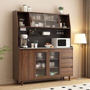 Solid Wood Sideboard Integrated Wall-Side Cabinet Nordic Modern Living Room Wine Cabinet Tea Cabinet Multifunctional Kitchen Storage Storage Cabinet