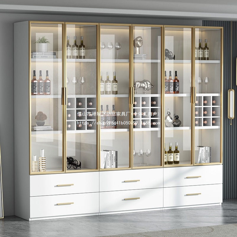 Light Luxury Wine Cabinet Living Room Wall Red Wine Storage Rack Glass Door Display Cabinet Home Wine Rack Restaurant Cabinet