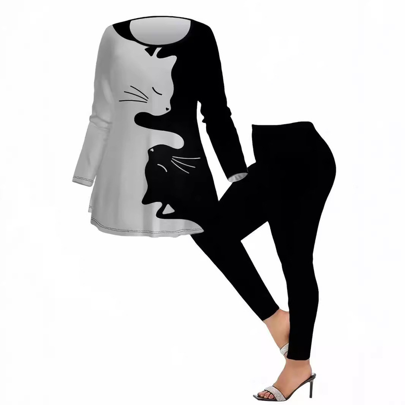 Yoga Clothing Suit for Women, Classy Outer Wear, Outdoor Sports and Leisure Suit, Skull Holiday Printing, Wa36+Wc1