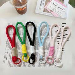 太くて短い携帯電話ストラップ、カラーマッチング結び目ストラップ、豪華なキーホルダー、編み込みストラップ、紛失防止ストラップ、15cm