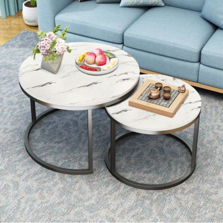 Mesa redonda de té de estilo retro europeo y americano Mesa de té de hierro Mesa de té retráctil para el hogar Placa de combinación Mesa de té