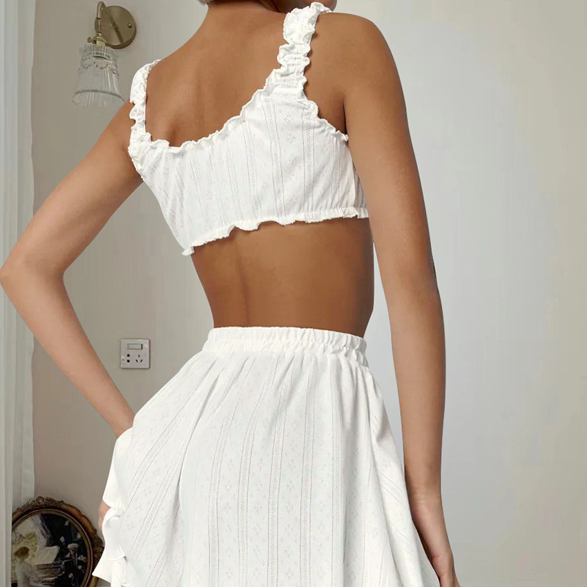 Tejido con cordones, casual para mujer simple, venta al por mayor de pantalones cortos europeos y americanos, cómodos pijamas de tirantes nuevos transfronterizos, servicio a domicilio