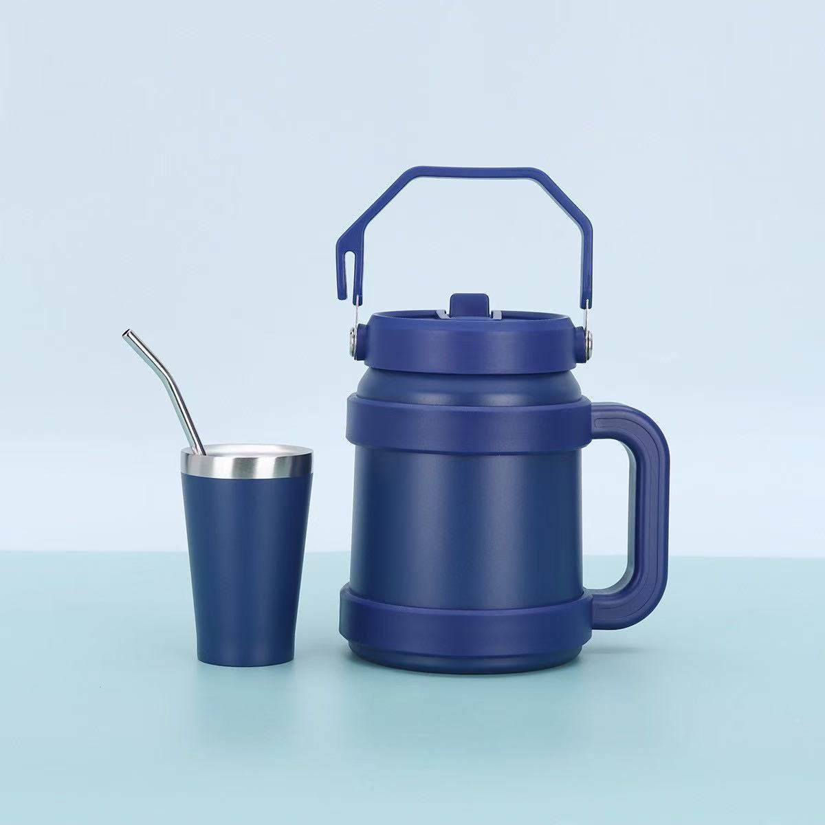 Portable al aire libre 50oz Toneladas Toneladas Toneladas Taza de paja de almacenamiento en frío de gran capacidad Mango Copa Bingba Taza termo de acero inoxidable 304