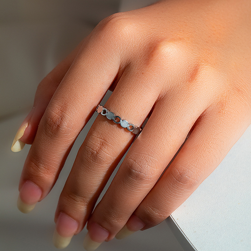 Holiday, Daily Occasion Wholesale Jewelry Hip-Hop Retro Leaf Round Heart Shape Titanium Steel Plating Open Rings