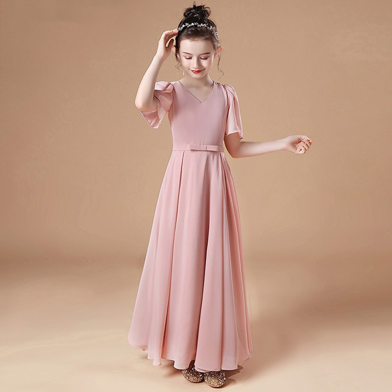 Kinderprinsessenjurk in modieuze roze zomerstijl voor meisjes, geschikt voor verjaardagen, bloemenmeisjes, koren, banketten en avondjurken._voghion.com