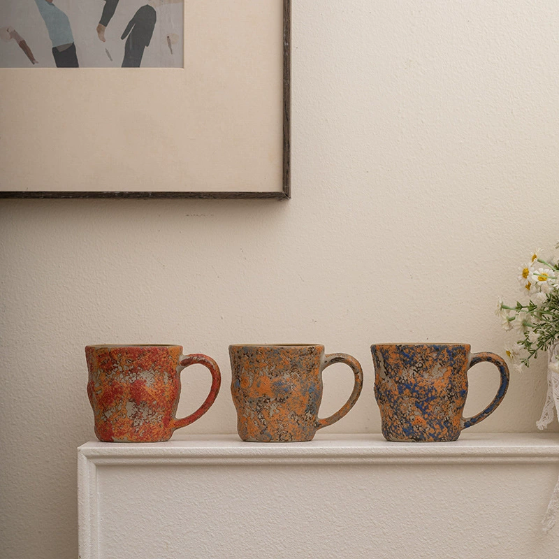 Ретро керамическая кофейная кружка в японском стиле для послеобеденного чая, креативная чайная чашка, простой и элегантный дизайн