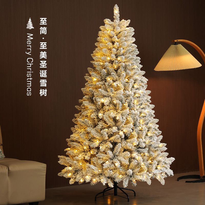 Ventas transfronterizas de nieve de Navidad flocado gran árbol de Navidad decoraciones de Navidad árbol de Navidad fuente de fabricación
