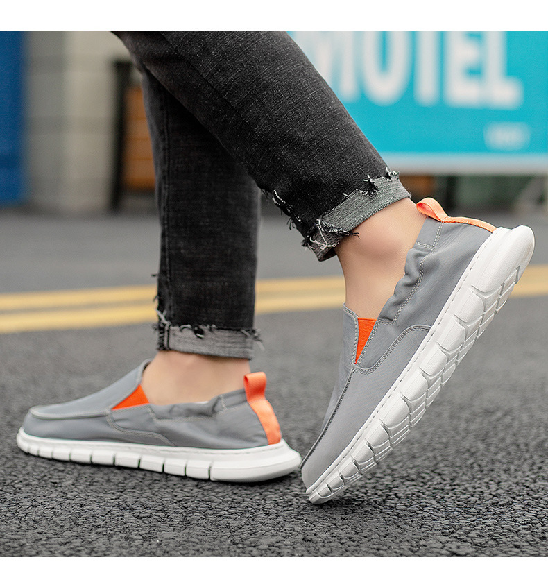 High-Quality Waterproof Umbrella Fabric Casual Men's Elastic Slip-On Old Beijing Cloth Loafers One-Step Dad Shoes_vogvips.com
