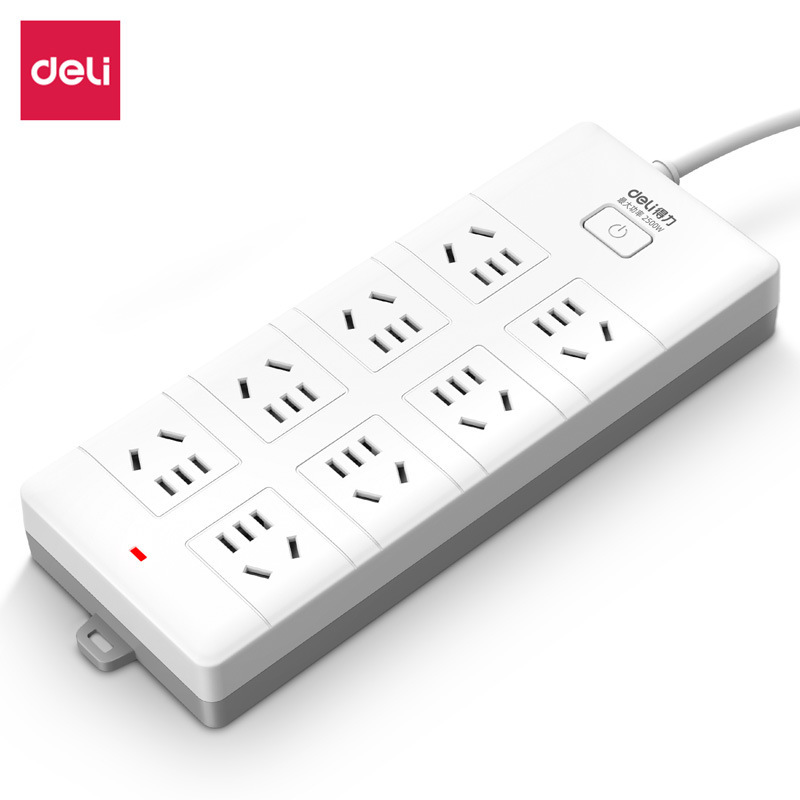 得力18262插座8组新国标安全插座插排插线板延长线接线板排插插座