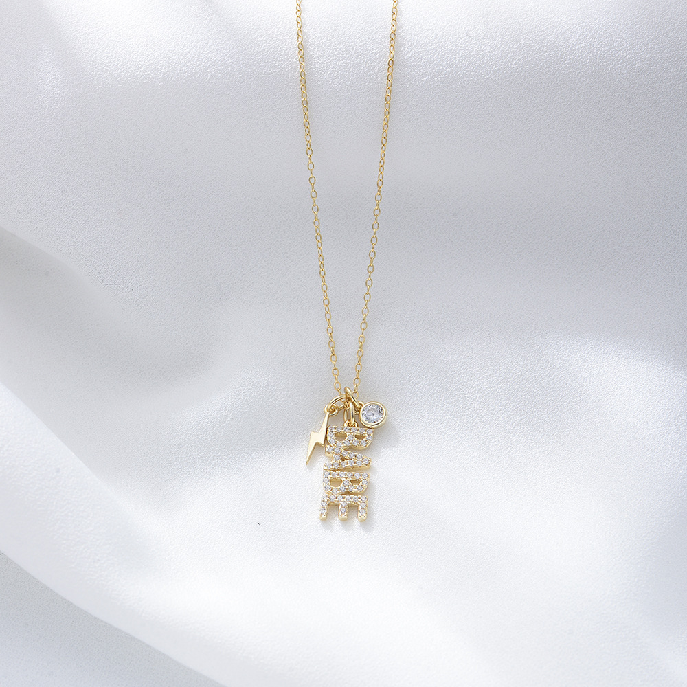 Nuevos accesorios transfronterizos s925 Diamante de plata BABE inglés carta collar femenino europeo y americano de moda colgante de joyería