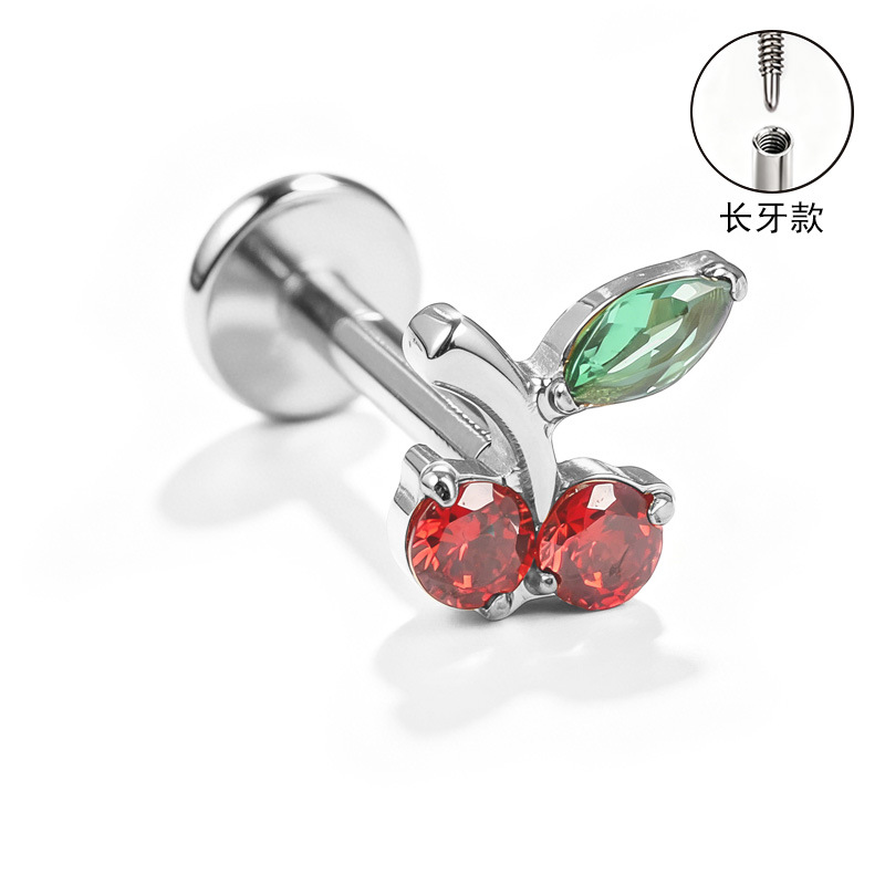 F136 Titanium Alloy Ear Studs, Finely Carved Long Tooth Ear Bone Studs, Zirconia Lip Studs, G23 Titanium Body Piercing Jewelry detail image 27