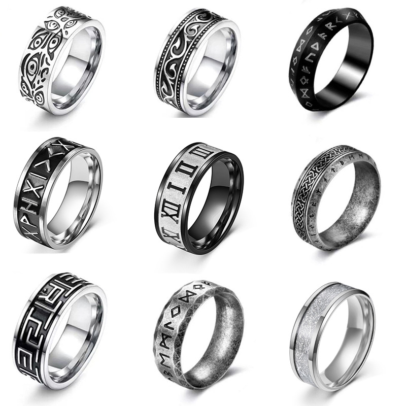 10g Weight Rings Classification 12, 7 Ring Size 1 Piece Quantity Daily, Street Occasion 304 Stainless Steel Material Letter Pattern All Seasons Season Men's Gender Retro, Punk Style Retro Punk Letter 304 Stainless Steel Men's Rings Punk Rings 无