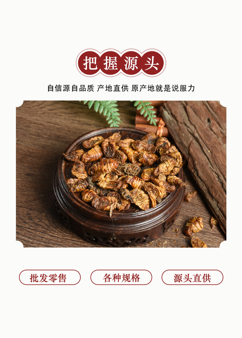 Dried Silkworm Chrysalis (Bombyx mori) — Edible Food-Use Dried Silkworm Pupa, 500g Bulk key features