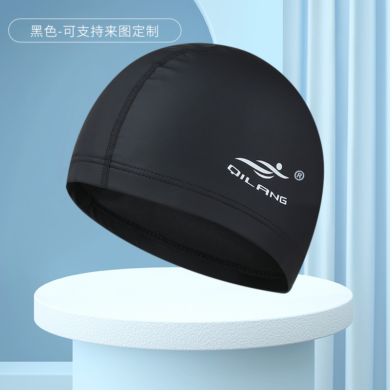 Gorro de natación impermeable adulto PU recubrimiento unisex cuidado del cabello protección del oído no-Apretar la cabeza gorra de natación al por mayor logotipo impreso