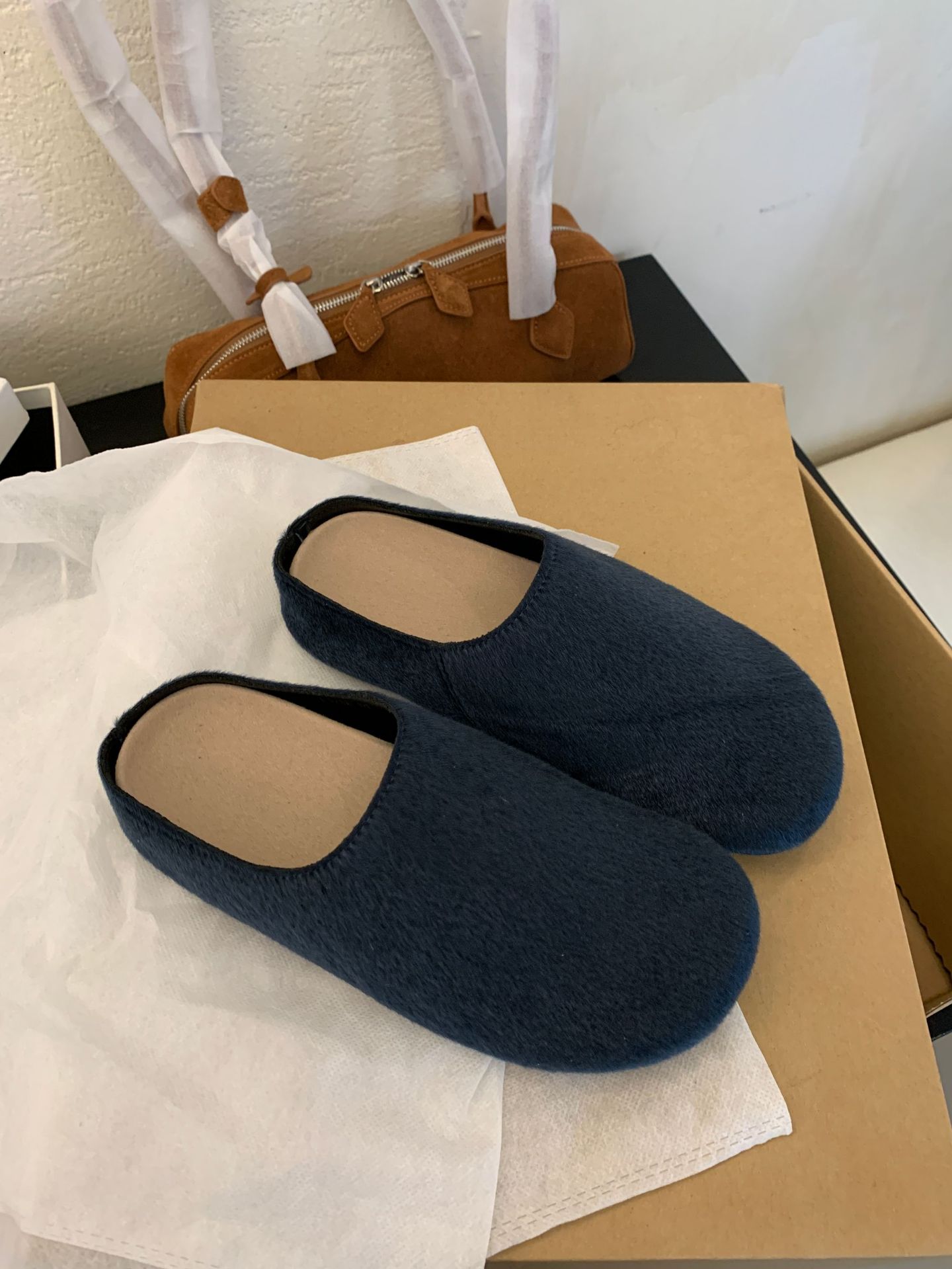 Versión de piel de vaca ~ Grape Mom mismo estilo retro de suela gruesa de un pie zapatos Birkenstock Muller Baotou semi-arrastre mujeres zapatillas Birkenstock