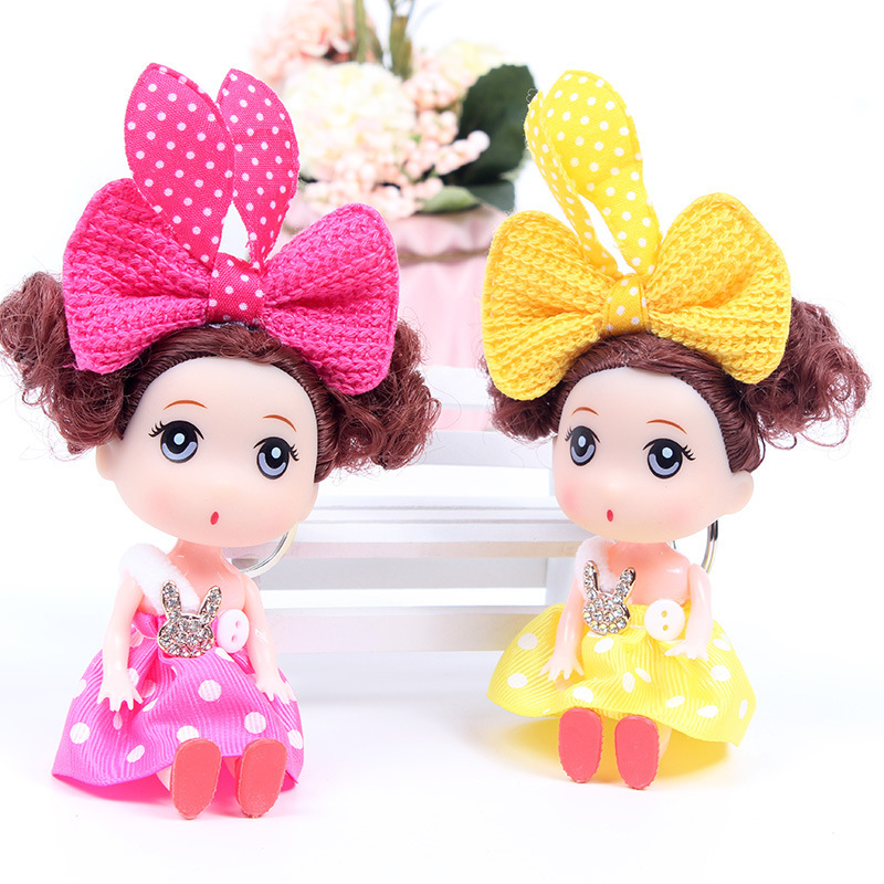 12cm Korean Version School New Trendy Confused Barbie Toy Keychain Confused Doll Activity Small Gift Blue Red