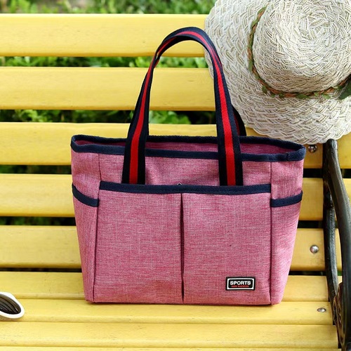 New canvas women's bag handbag casual bag mommy lunch bag solid color retro handbag Baigou manufacturer wholesale