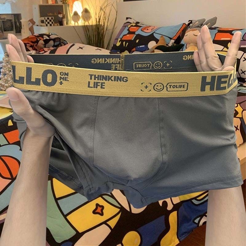 Tiktok popular HELLO men's underwear boxers men's youth fashion sports boxers men's shorts