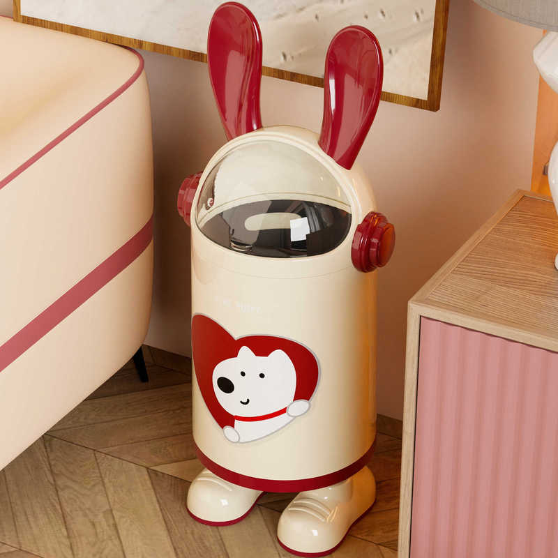 Heart-Shaped Dog and Rabbit Ear Trash Can with Lid, High-End Large Capacity Storage Bin for Bathroom, Living Room, and Bedroom, Stylish and Stable Design