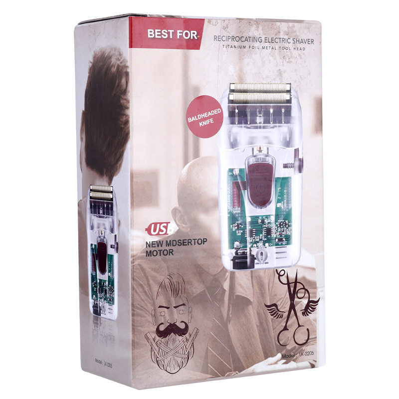 跨境熱銷款電動剃須刀 男士透明往復(fù)式雙刀頭便攜式刮胡刀