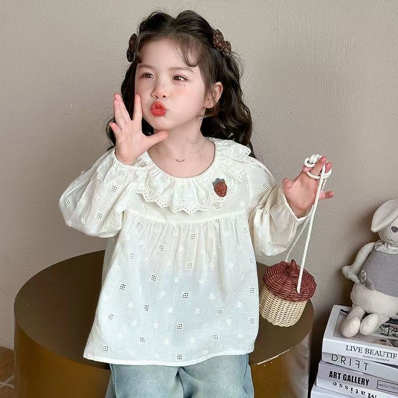 女童衬衫春秋季2025新款儿童洋气长袖娃娃衫女宝宝时髦内搭打底衫|undefined