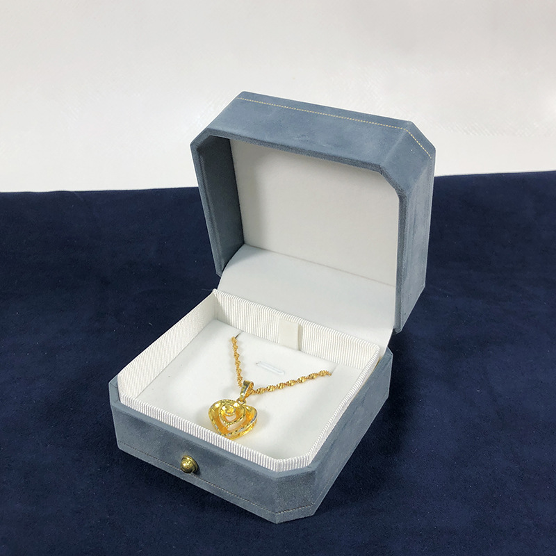 ヨーロッパの八角形の湖の青い綿布はレースのアクセサリーの包装箱の指輪のイヤリングのネックレスの手のチェーンの箱のアクセサリーの箱の卸売りを熱くします。|undefined