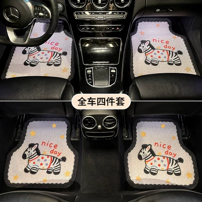Year of the Horse Car Floor Mats, Universal for Driver and Passenger, Cute Design for Girls, 2026 New Model, Thickened Silk Loop Anti-Dirt Carpet for the Car Interior (Universal Foot Pad) - lucky-pony-universal-silk-circle-foot-pads-set-of-four-no-specifications