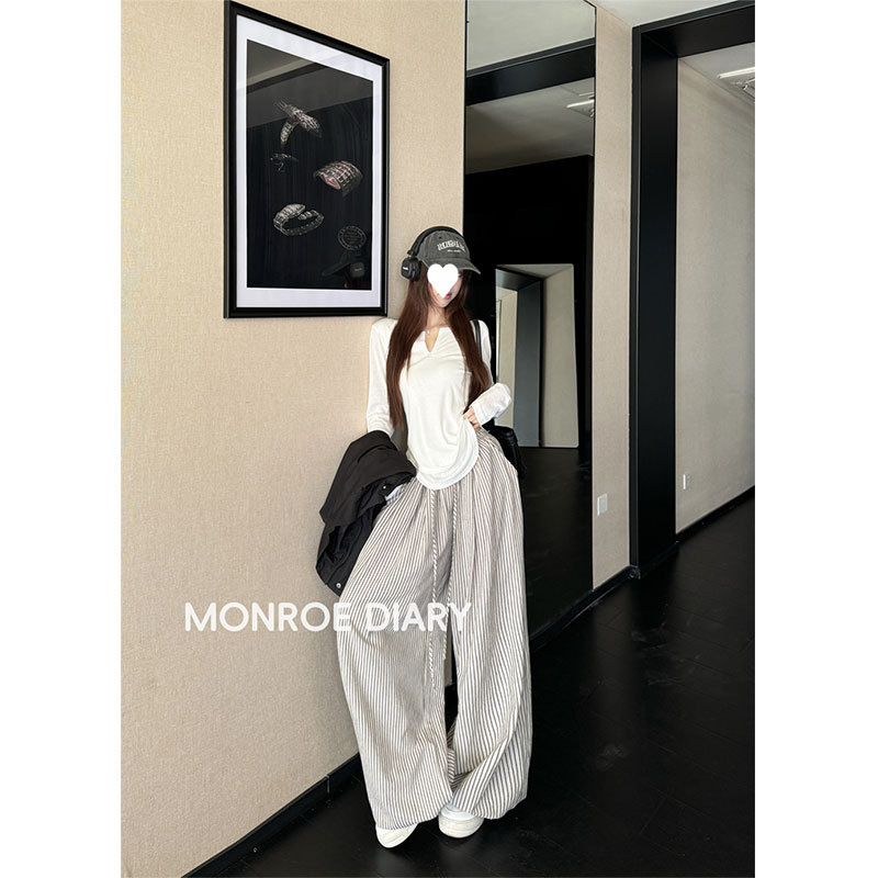 【人棉】露背长袖V领白色罩衫T恤女早秋韩系收腰显瘦假两件拼接上|undefined
