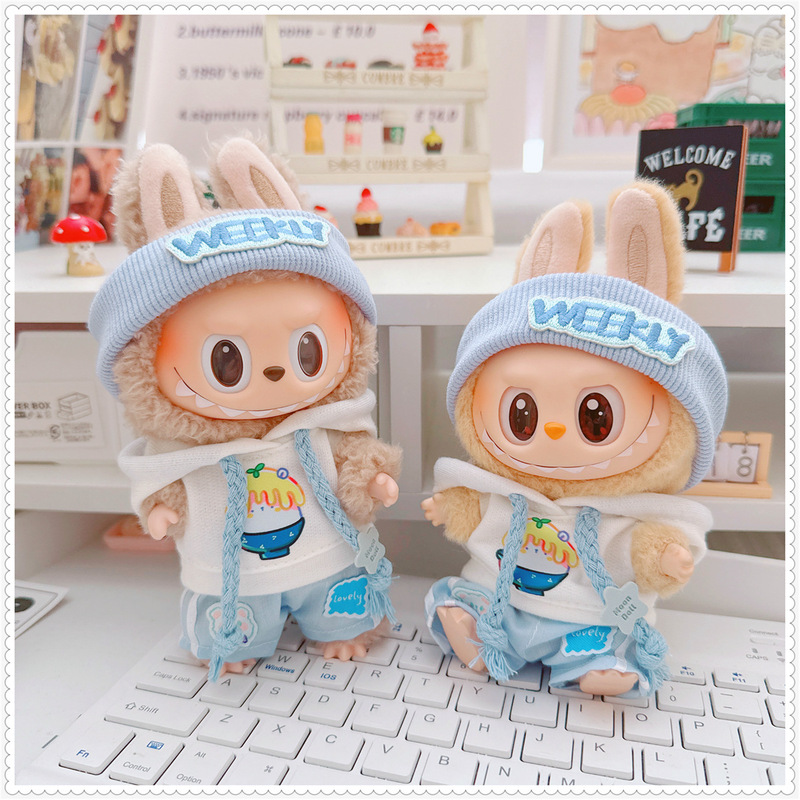 17cm labubu baby clothes dimoo baby clothes three-year-old lulu pig milk blue morning dew sweater sportswear