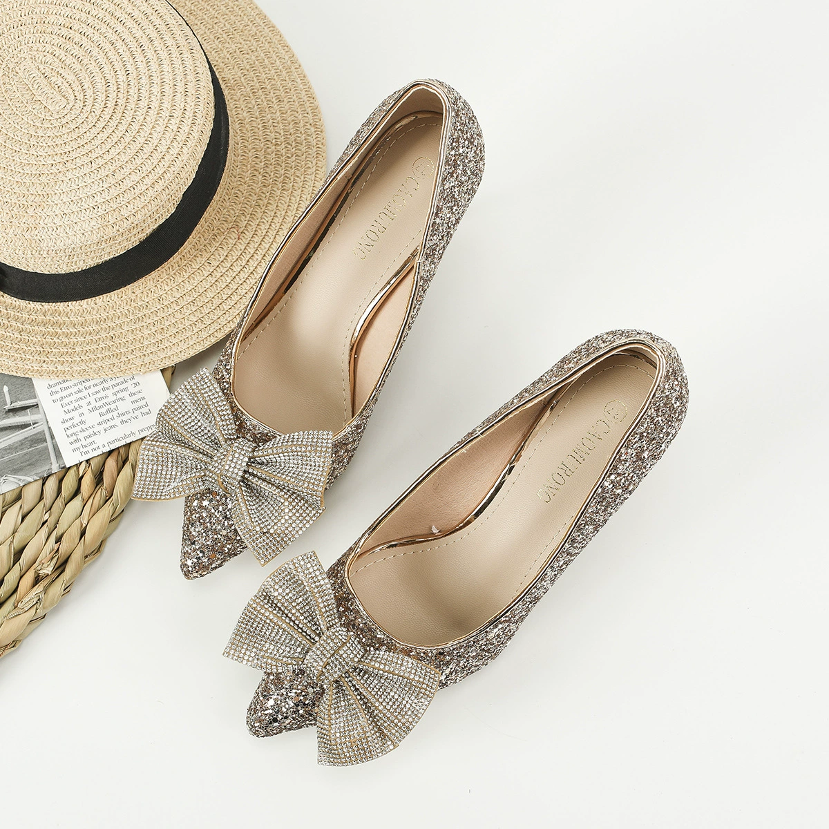 Removable cute universal trend shoes with bow