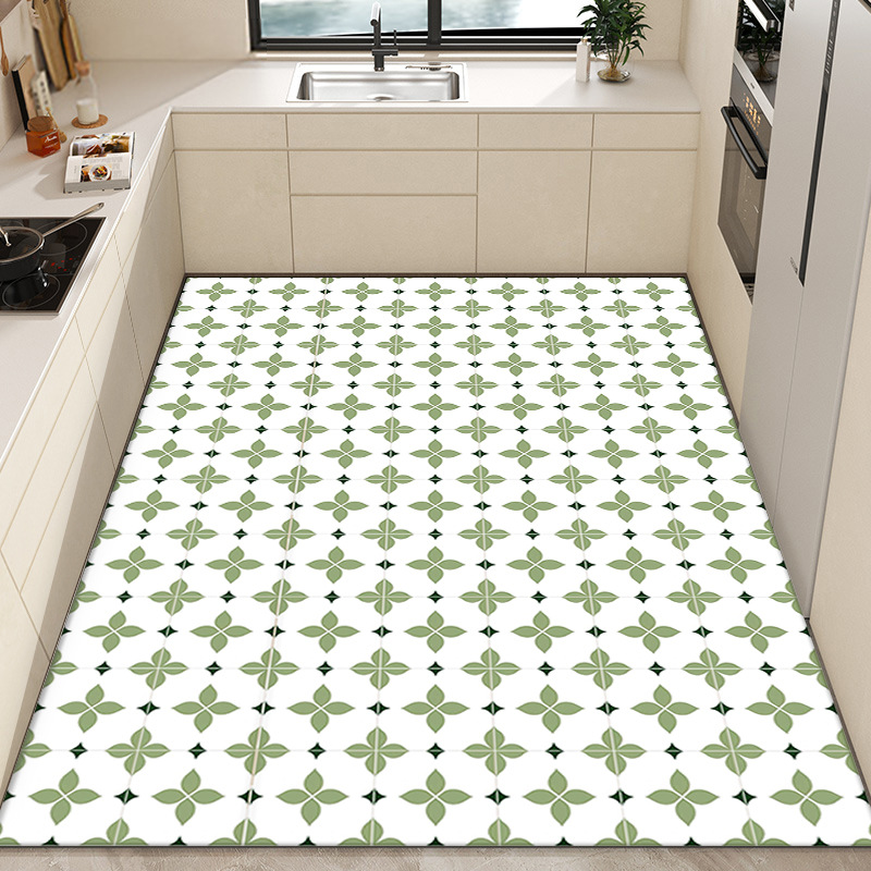 Moderno simple impermeable a prueba de aceite alfombra de piso completo hogar lavable borrable corte de cuero alfombra de piso de la cocina