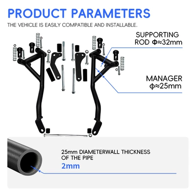 Motorcycle bumper crash bars, anti-fall protection springs
