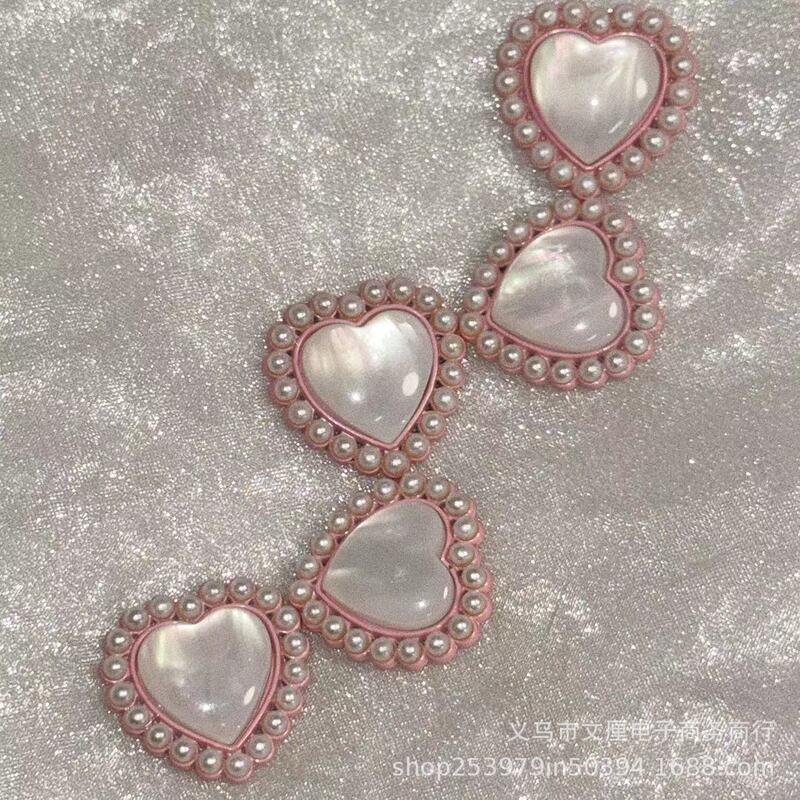 High luxury alloy foundation pearl shell love flat patch diy handmade design dimensional Japanese pearl tassel High luxury alloy foundation pearl shell love flat patch diy handmade design dimensional Japanese pearl tassel